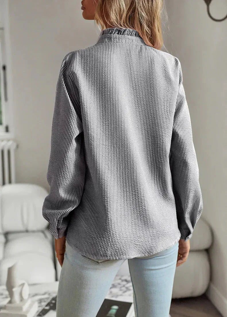 Silvine™ | Elegant Bluse med Flæsedetaljer