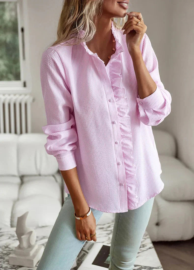 Silvine™ | Elegant Bluse med Flæsedetaljer