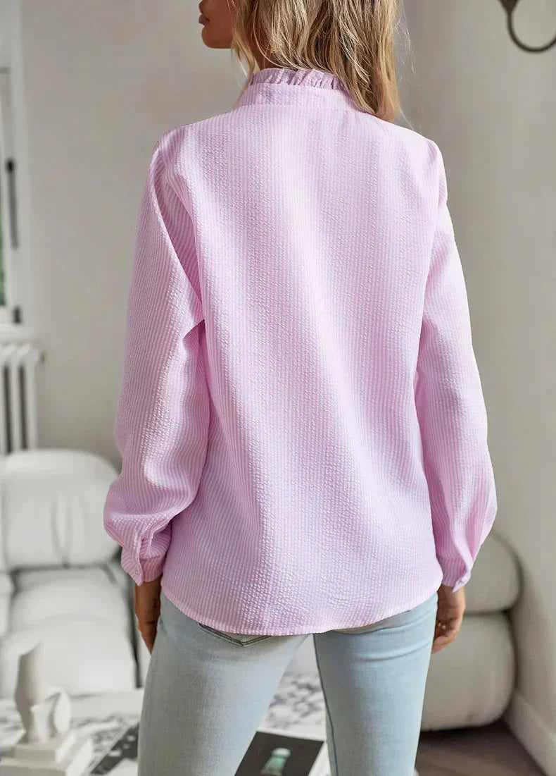 Silvine™ | Elegant Bluse med Flæsedetaljer