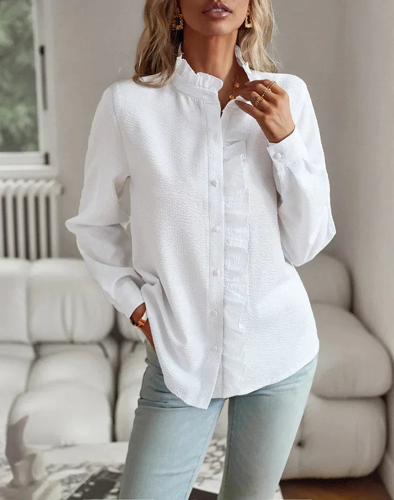 Silvine™ | Elegant Bluse med Flæsedetaljer