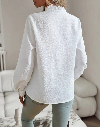 Silvine™ | Elegant Bluse med Flæsedetaljer